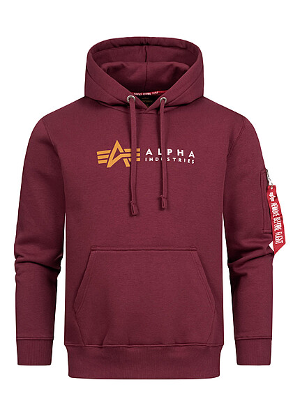 Alpha Industries Heren Hoodie met kangoeroezak en logoprint rood