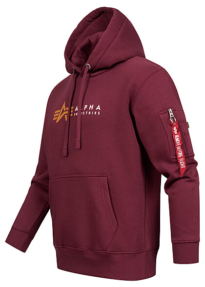 Alpha Industries Heren Hoodie met kangoeroezak en logoprint rood