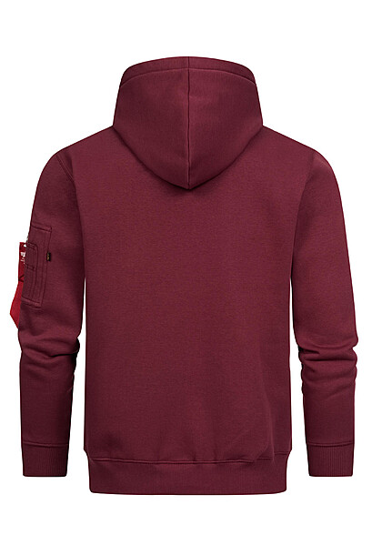 Alpha Industries Heren Hoodie met kangoeroezak en logoprint rood