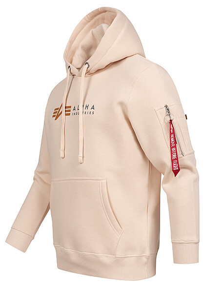 Alpha Industries Heren Hoodie met kangoeroezak en logoprint wit