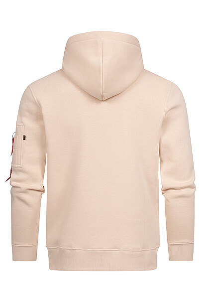 Alpha Industries Heren Hoodie met kangoeroezak en logoprint wit