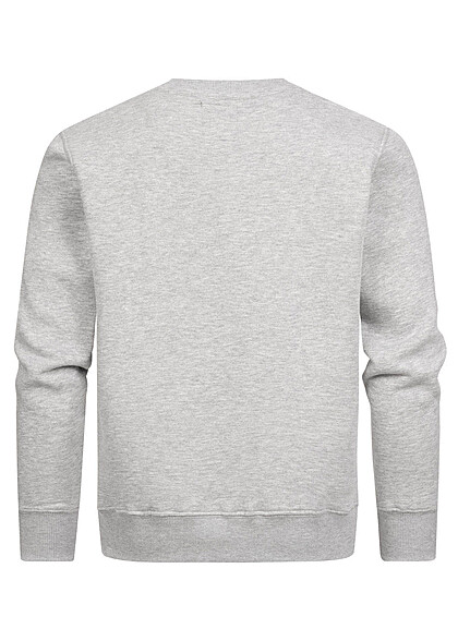 Alpha Industries Heren Basic Sweater met logo-opdruk lichtgrijs zwart