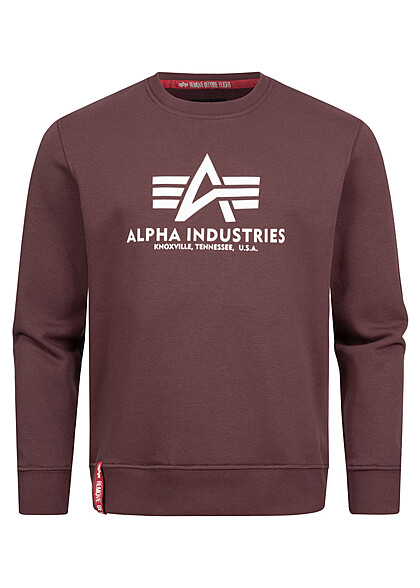 Alpha Industries Heren Basic Sweater met logo-opdruk rood