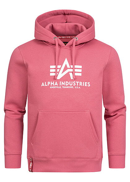 Alpha Industries Heren Basic Hoodie met kangoeroezak en logoprint roze - Art.-Nr.: 22080407
