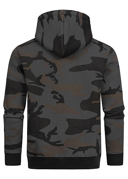 Alpha Industries Heren Basic Hoodie met kangoeroezak en logoprint zwarte camouflage