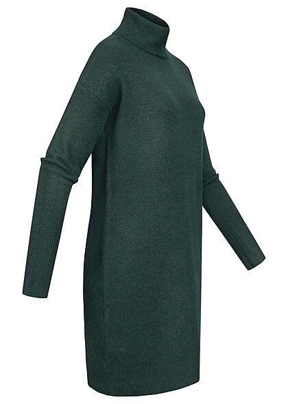 Vero Moda Dames NOOS Gebreide jurk met lange mouwen en rolkraag donkergroen