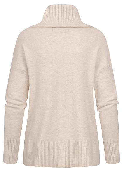 Vero Moda Dames NOOS Gebreide trui met rolkraag beige