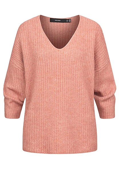 Vero Moda Dames Gebreide trui met V-hals roze