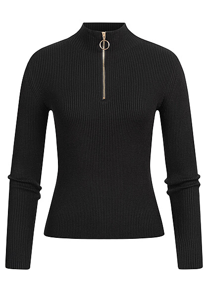 Vero Moda Dames Rits-Hoodie met structuurstof zwart