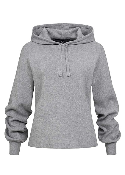 Vero Moda Dames Gebreide trui met kap grijs