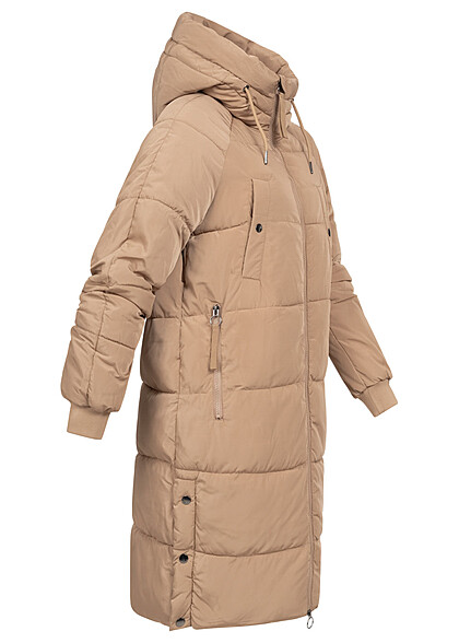 Vero Moda Dames Gewatteerde jas met kap 2 borstzakken en 2 zijzakken bruin