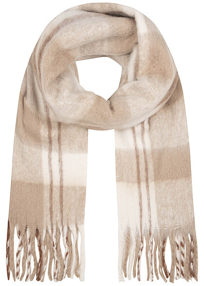 Vero Moda Dames NOOS Sjaal 210x50cm met franjes geruit bruin