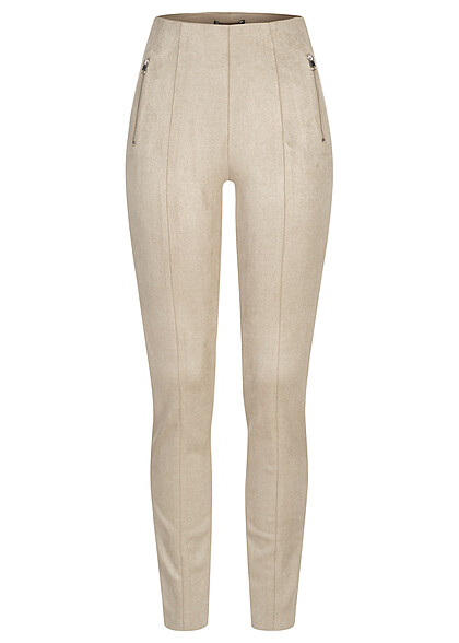 Vero Moda Dames Kunstleren legging met 2 zakken met ritssluiting grijs - Art.-Nr.: 22090071
