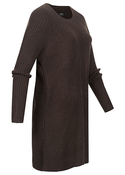 ONLY Dames NOOS Gebreide jurk met lange mouwen en structuurstof bruin