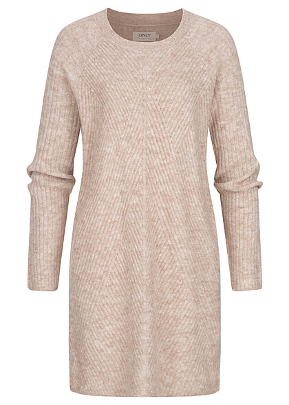 ONLY Dames NOOS Gebreide jurk met lange mouwen en structuurstof beige