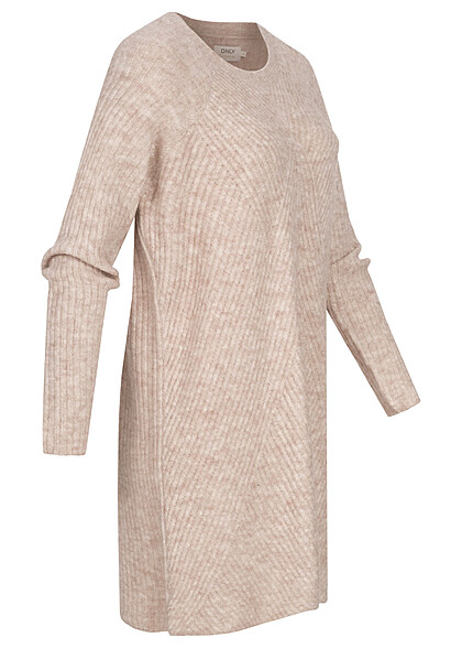 ONLY Dames NOOS Gebreide jurk met lange mouwen en structuurstof beige