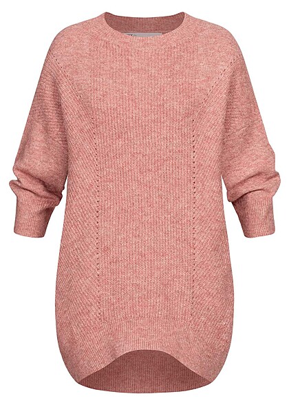 ONLY Dames Gebreide trui met 3/4 mouwen en structuurstof roze