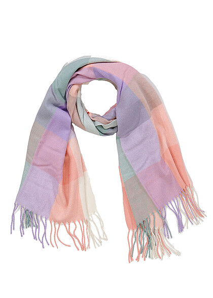 ONLY Dames Sjaal 180x72cm met franjes paars multicolor