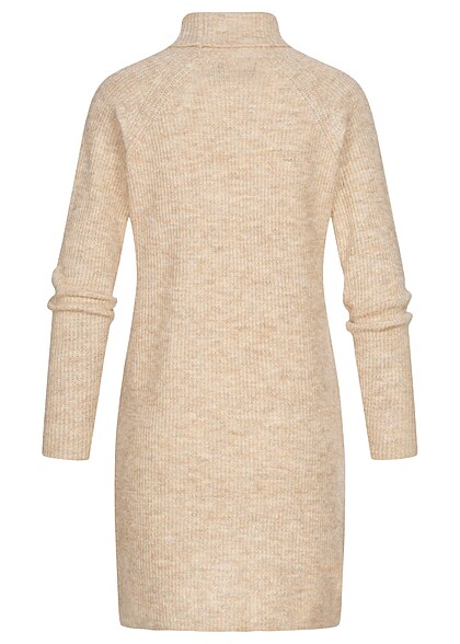 Pieces Dames NOOS Jurk met hoge hals, lange mouwen en structuurstof beige