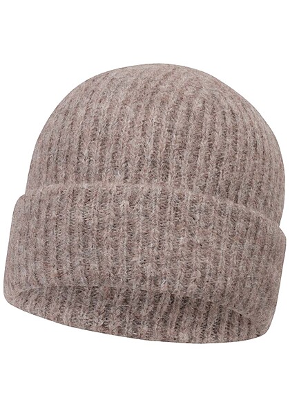 Pieces Dames NOOS Wol Beanie geweven stof bruin