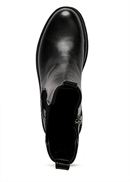 Tom Tailor Dames Laarzen van kunstleer met een elastische band zwart