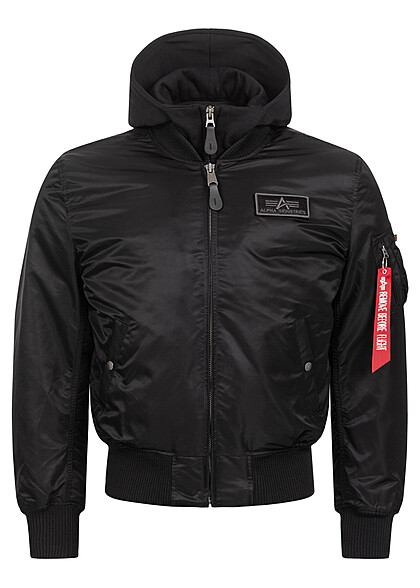 Alpha Industries Heren Bomberjack met afneembare capuchon zwart