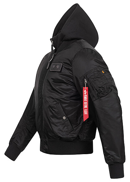 Alpha Industries Heren Bomberjack met afneembare capuchon zwart