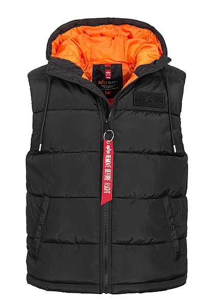 Alpha Industries Heren Gewatteerd vest met kap en 2 zakken zwart