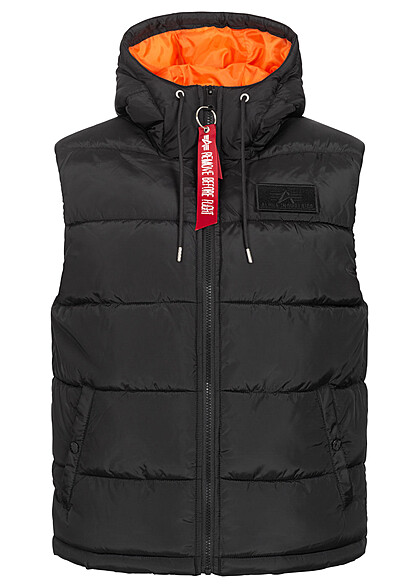 Alpha Industries Heren Gewatteerd vest met kap en 2 zakken zwart