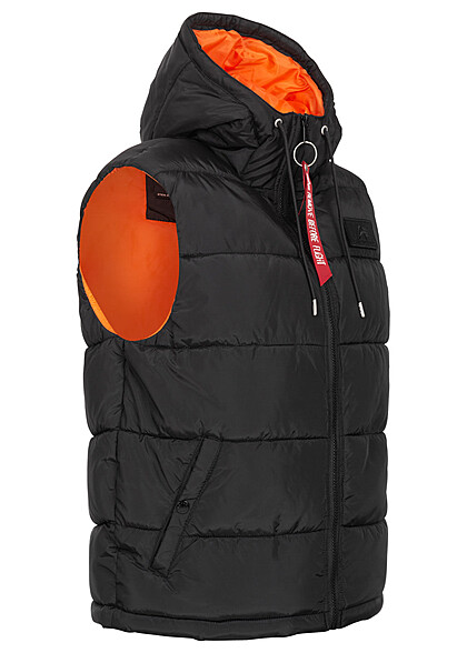 Alpha Industries Heren Gewatteerd vest met kap en 2 zakken zwart