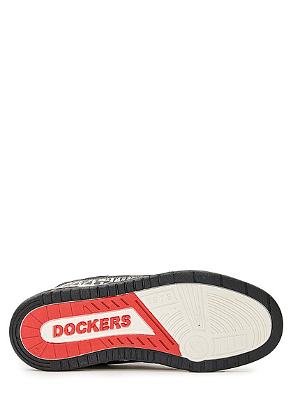 Dockers by Gerli Heren Sneaker van imitatieleer met veters en logo zwart