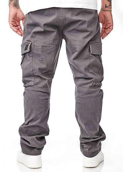 Indicode Heren Cargo Jeans Broek met 6 zakken donkergrijs