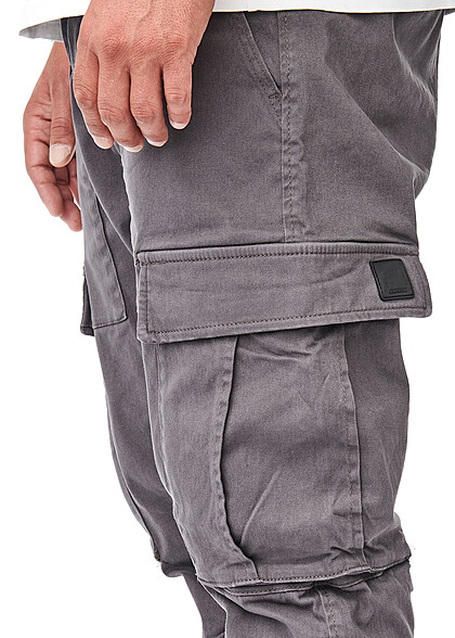 Indicode Heren Cargo Jeans Broek met 6 zakken donkergrijs