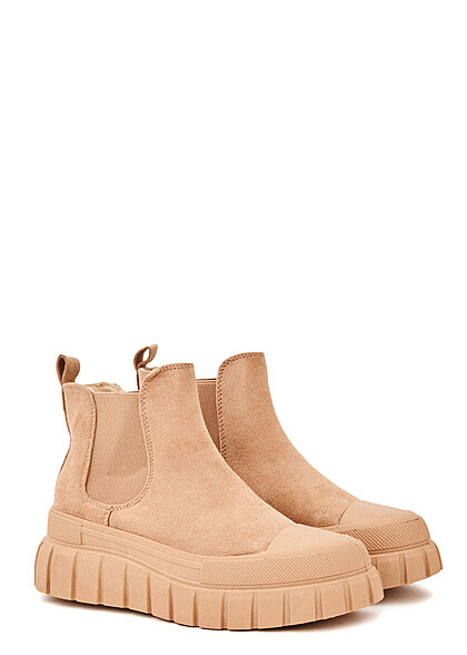 Seventyseven Lifestyle Dames Plateau Laarzen in velours optic kaki