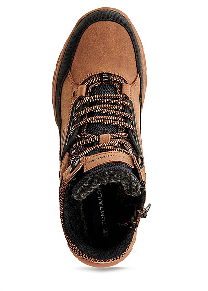 Tom Tailor Heren 2-Tone Winter Laarzen met veters bruin en zwart