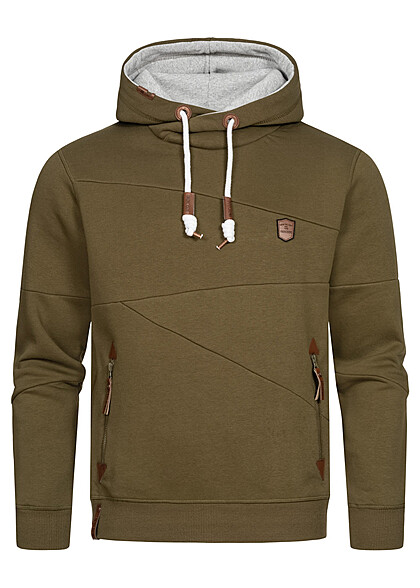 Indicode Heren Hoodie met 2 ritszakken donker olijfgroen
