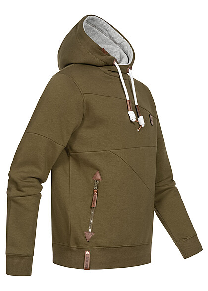 Indicode Heren Hoodie met 2 ritszakken donker olijfgroen