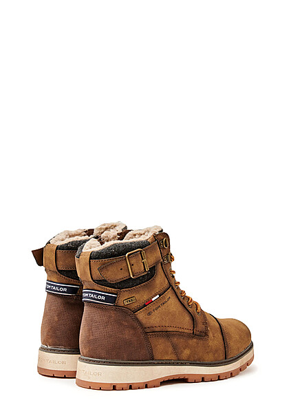 Tom Tailor Heren Winterlaarzen met veters en rits donkerbruin
