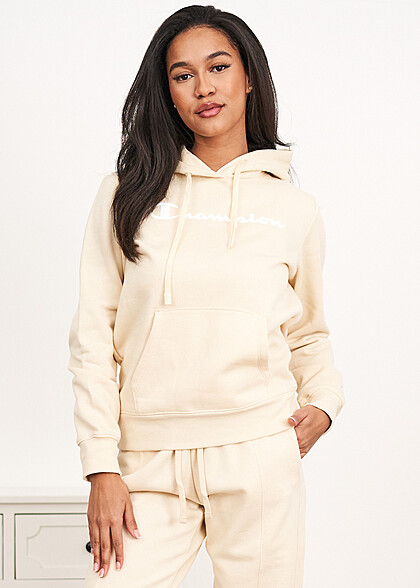 Champion Dames Hoodie met logo-opdruk en voorzak geel