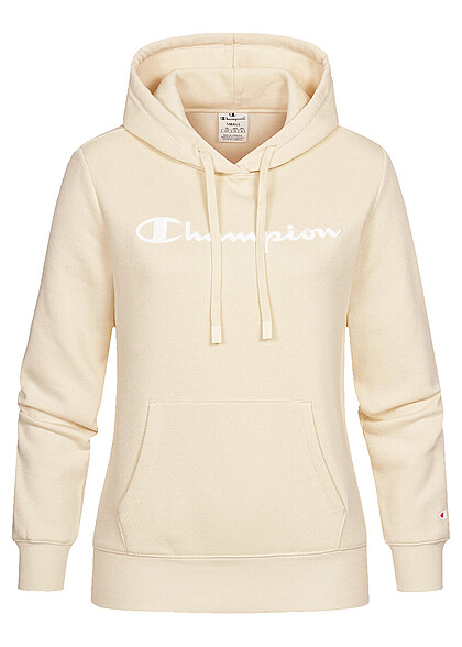 Champion Dames Hoodie met logo-opdruk en voorzak geel