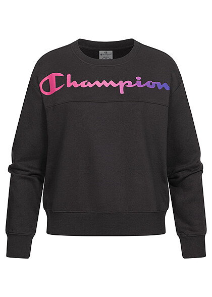 Champion Dames Sweatshirt met logo-opdruk zwart roze - Art.-Nr.: 22090370