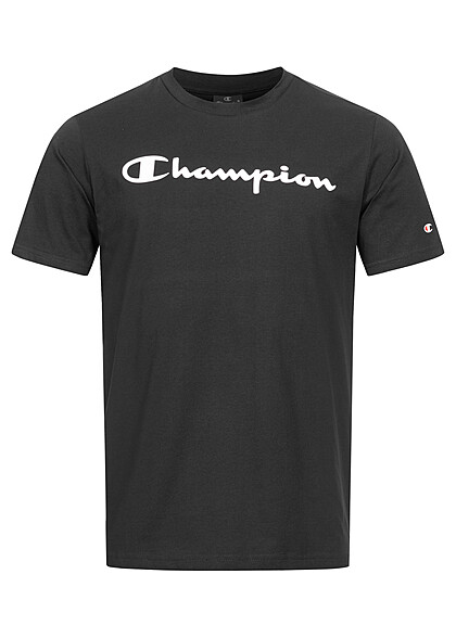 Champion Heren Crewneck T-Shirt met logo-opdruk zwart wit