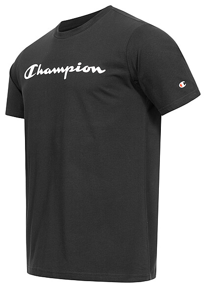 Champion Heren Crewneck T-Shirt met logo-opdruk zwart wit