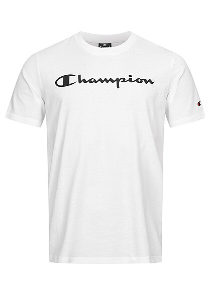 Champion Heren Crewneck T-Shirt met logo-opdruk wit zwart - Art.-Nr.: 22090401