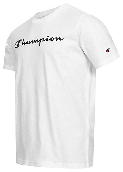 Champion Heren Crewneck T-Shirt met logo-opdruk wit zwart