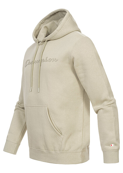 Champion Heren Hoodie met voorzak en logo-opdruk beige