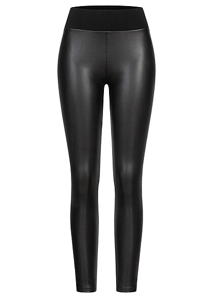 Urban Classics Dames Hoge Taille Faux Leather Leggings zwart - Art.-Nr.: 22090424