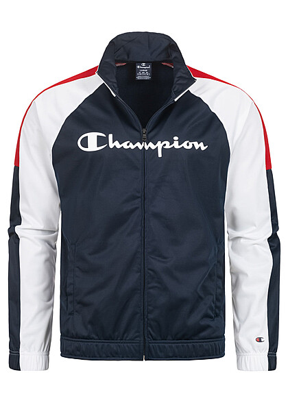 Champion Heren Sweatsuit met ritssweater en broek marineblauw wit rood
