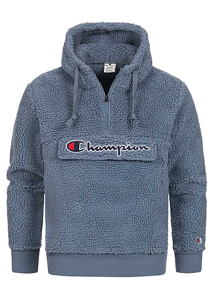 Champion Heren Zip-Hoodie met logo-opdruk medium blauw