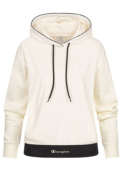 Champion Dames Hoodie met contrasterende strepen en logo-opdruk lichtgrijs zwart